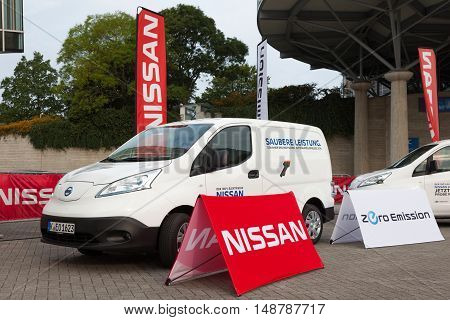 HANNOVER GERMANY - 23 2016: The Nissan e-NV200 electric delivery van at the IAA Commercial Vehicles 2016 International Trade Fair