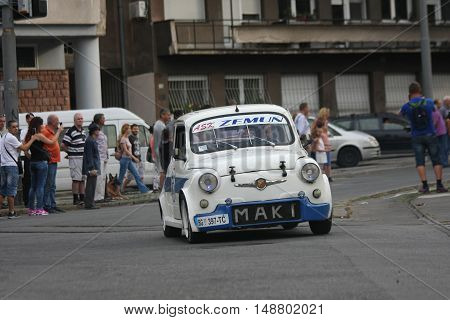 BELGRADE,SERBIA - SEPTEMBER 10, 2016: Old Zastava 750 at the commercial race of old cars in memory of formula 1 race held on the same place in 1939 two days after the beginning of Second World War when the famous Italian driver Tazio Nuvolari won
