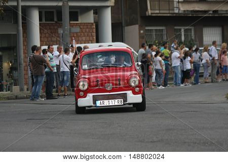 BELGRADE,SERBIA - SEPTEMBER 10, 2016: Old Zastava 750 at the commercial race of old cars in memory of formula 1 race held on the same place in 1939 two days after the beginning of Second World War when the famous Italian driver Tazio Nuvolari won