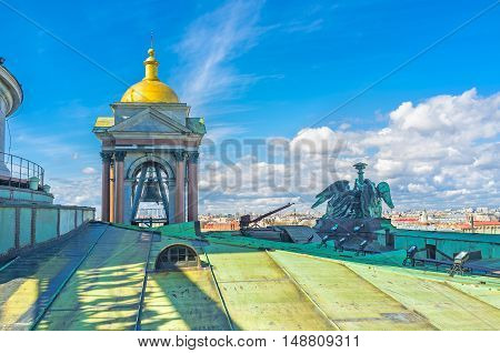 The climb to the rooftop of St Isaac's Cathedral is the best way to discover the city from the height St Petersburg Russia.