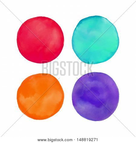 Set of colorful watercolor blots. Hand drawn blots on white background for your design, postcard, banner, logo.