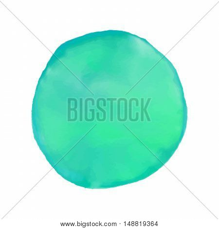 Colorful watercolor blot. Hand drawn cyan blot on white background for your design, postcard, banner, logo.