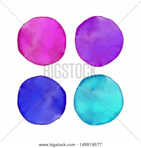 Set of colorful watercolor blots. Hand drawn blots on white background for your design, postcard, banner, logo.