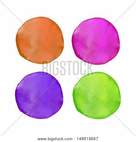 Set of colorful watercolor blots. Hand drawn blots on white background for your design, postcard, banner, logo.