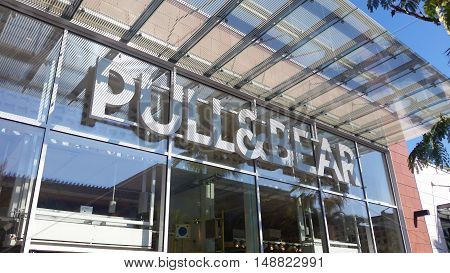 Cagnes-sur-Mer France - September 25 2016: Entrance of Pull & Bear Fashion Store in the City Center of Cagnes-sur-Mer (French Riviera)