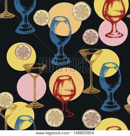 Alcoholic cocktails seamless pattern vector set drinks