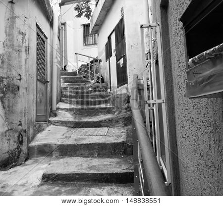 Refugee trail in Busan. Typical pathways through Gamcheon village.