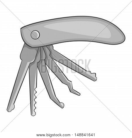 Folding knife icon in black monochrome style isolated on white background. Tool symbol vector illustration