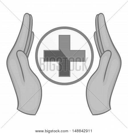 Medical care icon in black monochrome style isolated on white background. Charity symbol vector illustration