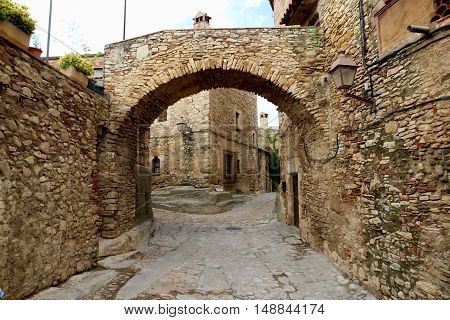 Peratallada, medieval town in Catalunya, Spain in September