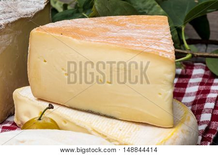 piece of cheese french of mountains and Reblochon