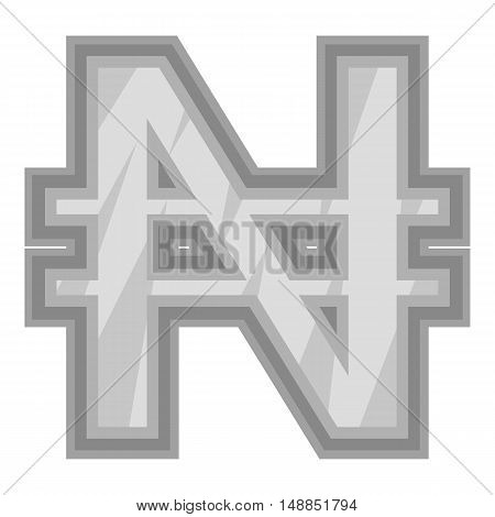 Sign of money naira icon in black monochrome style isolated on white background. Currency symbol vector illustration
