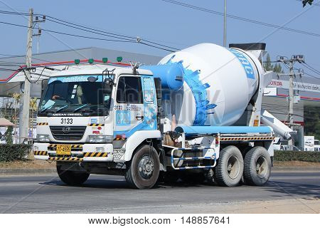 CHIANG MAI, THAILAND - JANUARY 6 2015:  Concrete truck of CPAC Concrete product company. Photo at road no.121 about 8 km from downtown Chiangmai, thailand.