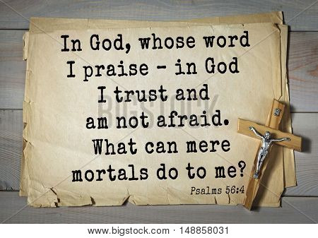 TOP-1000.  Bible verses from Psalms.In God, whose word I praise ÃÂ¢?? in God I trust and am not afraid. What can mere mortals do to me? 