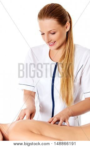 Woman having massage of body in the spa salon. Beauty treatment concept.