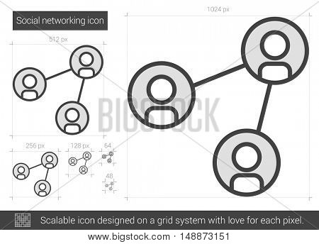 Social networking vector line icon isolated on white background. Social networking line icon for infographic, website or app. Scalable icon designed on a grid system.