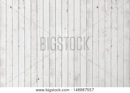 Wood white textured planks. Wooden floor or wall background. Old timber grained desk.