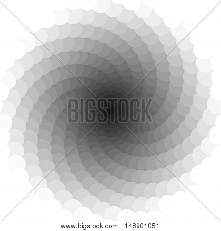 Vector Black and White Spiral Circles Swirl Abstract Round Optical Illusion