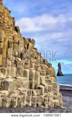Reynisfjall Mountain at the Black Sand Beach of Reynisfjara - South Iceland