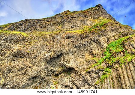 Reynisfjall Mountain at the Black Sand Beach of Reynisfjara - South Iceland