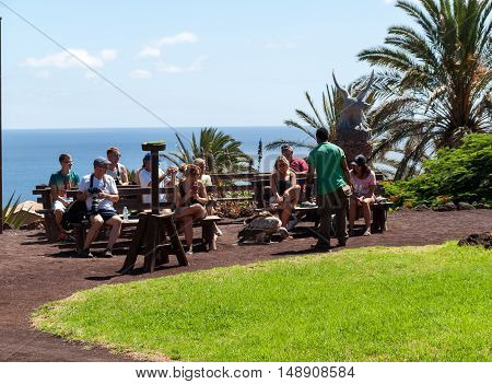 LA LAJITA FUERTEVENTURA SPAIN - SEPTEMBER 11 2015: Bird of Prey Show Oasis Park Fuerteventura Canary Island Spain
