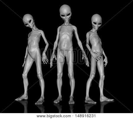 3D render of a group of aliens