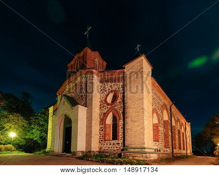 GUBANITSY, LENINGRAD REGION, VOLOSOVO DISTRICT, RUSSIA - SEPTEMBER 20, 2016: Kirch St. John the Baptist in Gubanitsah. Lutheran Church in the village Gubanitsy, parish center Kupanitsa Evangelical Lutheran Church of Ingria.