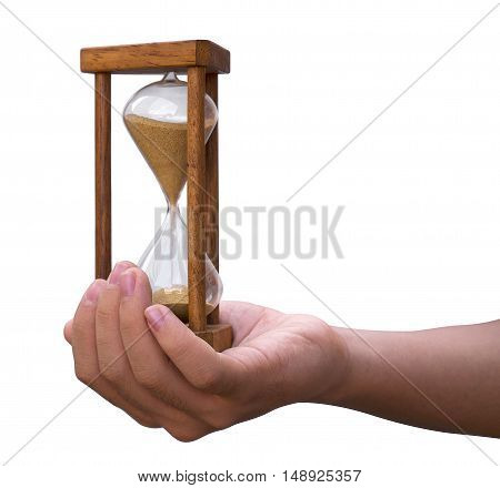 Hourglass on hand sandclock timer clock countdown sand