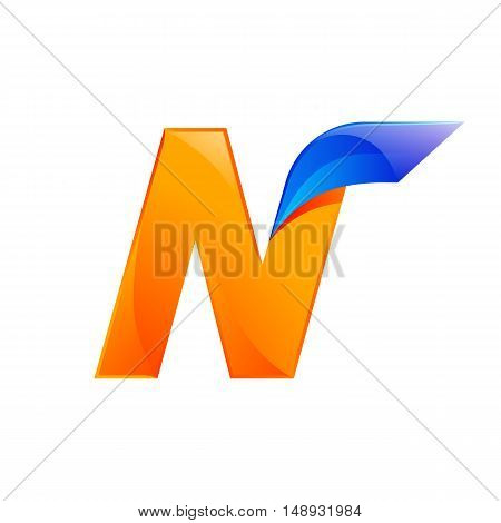 N letter blue and Orange logo design Fast speed design template elements for application.