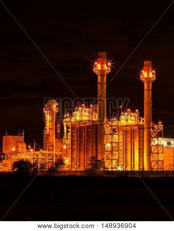 Pictures of beautiful power plants during the night.