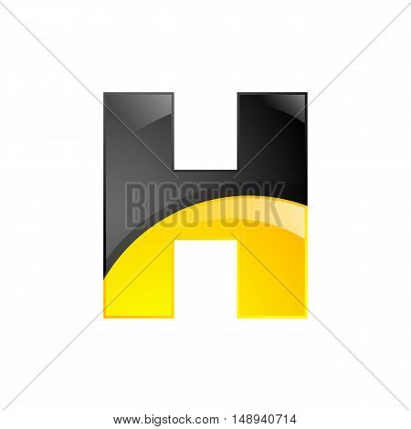 Creative yellow and black symbol letter H for your application or company design alphabet Graphics 3d letter.