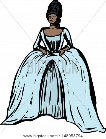 Woman With Round Gown And Stomacher
