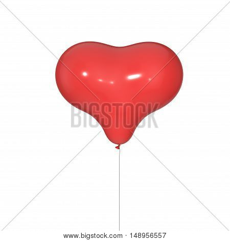 Balloon in form of heart isolated on white background.3D rendering illustration.