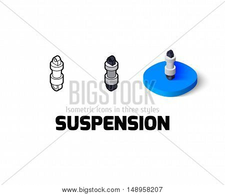 Suspension icon, vector symbol in flat, outline and isometric style
