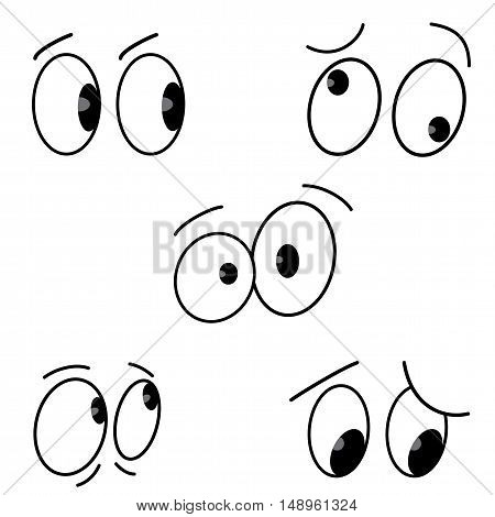 Cartoon eyes set on white background. Vector