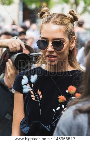 Chiara Ferragni Posing During Milan Fashion Week