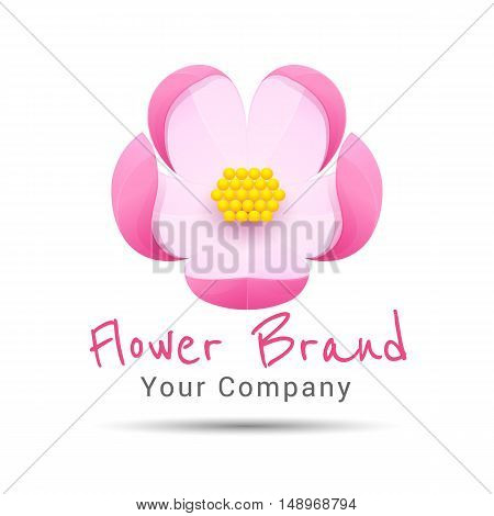 Abstract floral pink spa pattern. Vector logo design illustration. Template for your business company. Creative colorful concept.