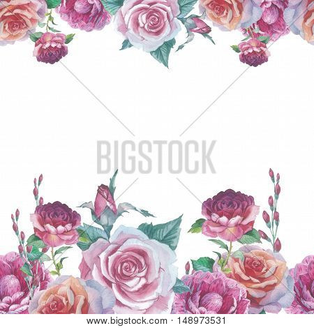 Wildflower rose flower frame in a watercolor style isolated. Full name of the plant: rose, platyrhodon, rosa. Aquarelle flower could be used for background, texture, pattern, frame or border.