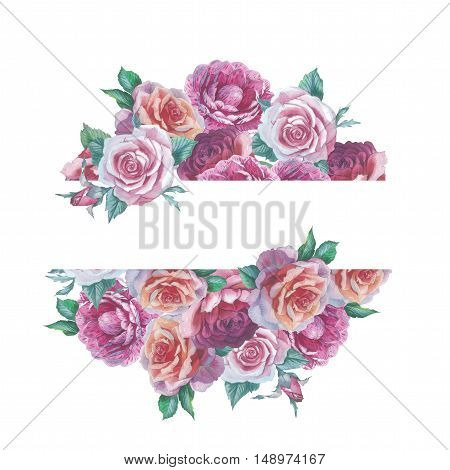 Wildflower rose flower frame in a watercolor style isolated. Full name of the plant: rose, platyrhodon, rosa. Aquarelle flower could be used for background, texture, pattern, frame or border.