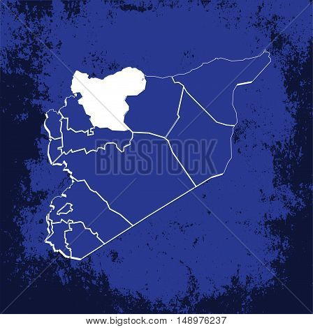 Vector Syria State Boundaries Map Blueprint With Grunge