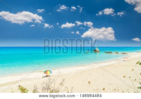 Avali beach, Lefkada island, Greece. Beautiful turquoise sea on the island of Lefkada in Greece.