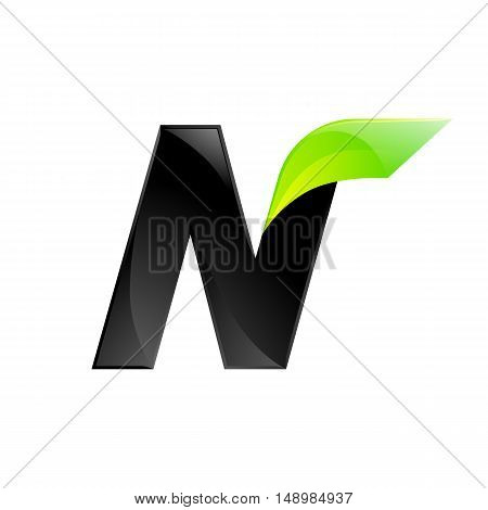 N letter black and green logo design Fast speed design template elements for application.