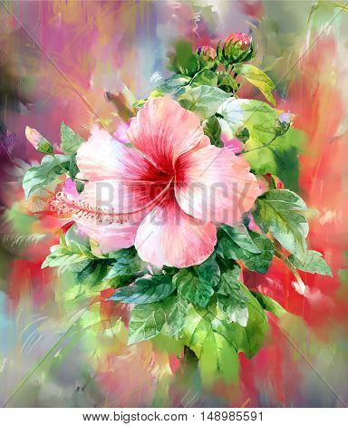 Bouquet of multicolored flowers watercolor painting style