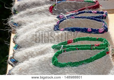 Romanian shoes of peasant traditional for Maramures region Romania.