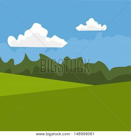 Landscape with clouds and forest in the background