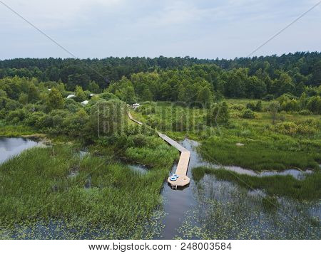 View Of Lake Pleshcheyevo From The Above. Russian Nature Landscape