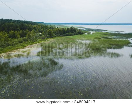 View Of Lake Pleshcheyevo From The Above. Russian Nature Landscape