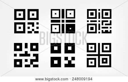 Set Of Digital Qr Code Icons. Scanning Price And Information Labels Collection