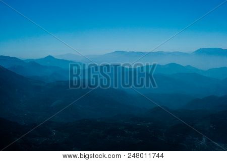 Blue Mountains In The Turkey On Air  Forest And Sky