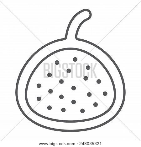 Fig Thin Line Icon, Fruit And Vitamin, Exotoc Sign, Vector Graphics, A Linear Pattern On A White Bac